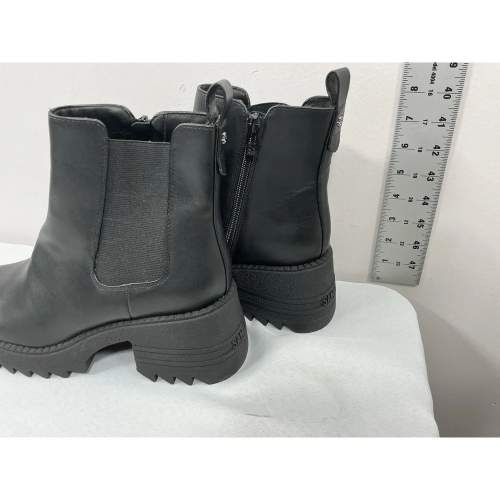 Womans Sam & Libby Ankle Boots Chunky 10 Black Side Zip Round Toe